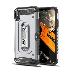 iPhone X (Ten) Rugged Kickstand Armor Case with Card Slot (Silver) iPhone X (Ten) Rugged Kickstand Armor Case with Card Slot (Silver)